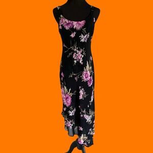 00's vintage black floral coquette fairy y2k asymmetrical dress Size 4